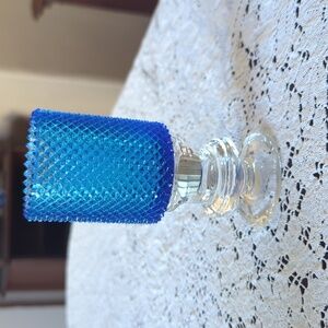 Nob Hill Diamond Cut Blue Glass Votive Cup Candle Holder